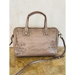 Coach F27392 Taylor lace laser cut Eyelet Satchel /Shoulder Bag Putty Grey
